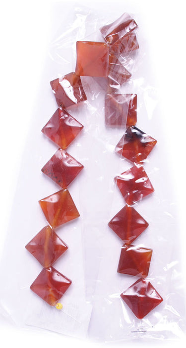 Semi-Precious 20x20mm Square Shape 16in Strand Carnelian