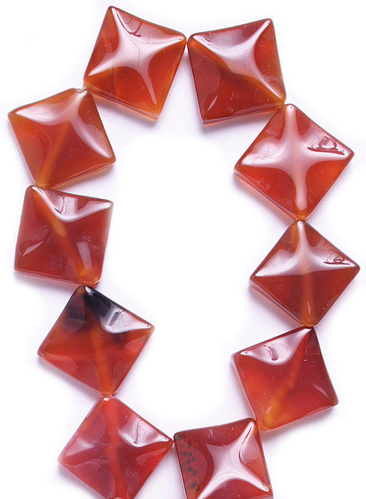 Semi-Precious 20x20mm Square Shape 16in Strand Carnelian