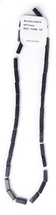 Black Onyx 4x11mm Rectangular Tube 16" Semi-Precious