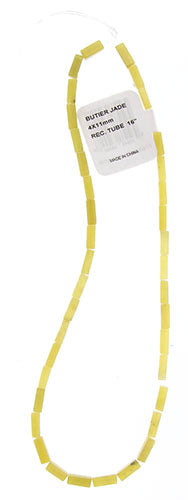 Butter Jade 4x11mm Rectangular Tube 16" Semi-Precious