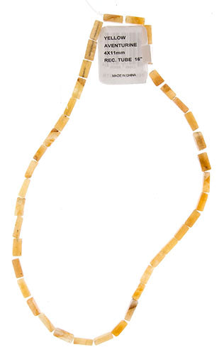 Yellow Aventurine 4x11mm Rectangular Tube 16" Semi-Precious