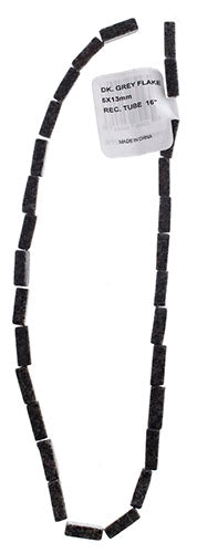 5x13mm Rectangular Tube 16" Semi-Precious Dark Grey Flake