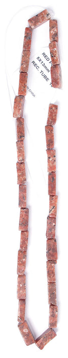 5x13mm Rectangular Tube 16" Semi-Precious Red Poppy