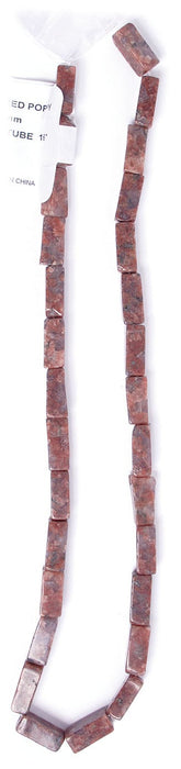 5x13mm Rectangular Tube 16" Semi-Precious Dark Red Poppy