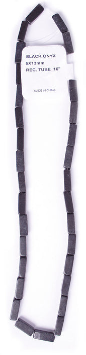 5x13mm Rectangular Tube 16" Semi-Precious Black Onyx