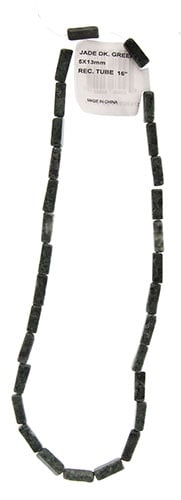 5x13mm Rectangular Tube 16" Semi-Precious Jade Dark Green