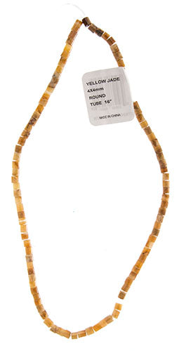 4x4mm Round Tube 16" Semi-Precious Jade Yellow