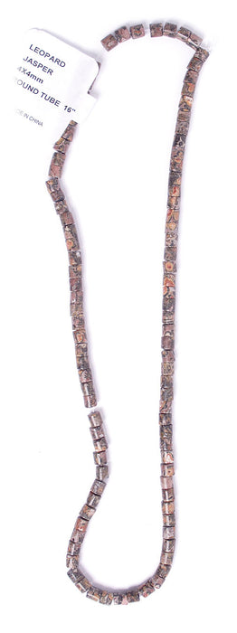 4x4mm Round Tube 16" Semi-Precious Leopard Jasper