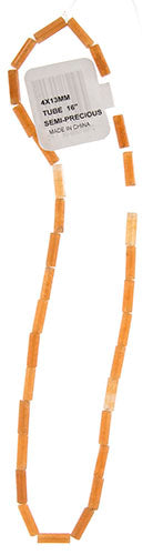 Red Aventurine 4x13mm Round Tube 16" Strand Semi-Precious