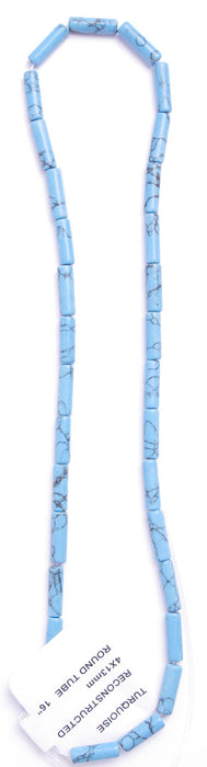 Reconstructed Turquoise 4x13mm Round Tube 16" Strand Semi-Precious