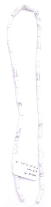 White/Black Howlite 4x13mm Round Tube 16" Strand Semi-Precious