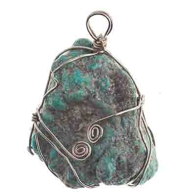 Turquoise Natural 40x45mm Wired Pendant Semi-Precious