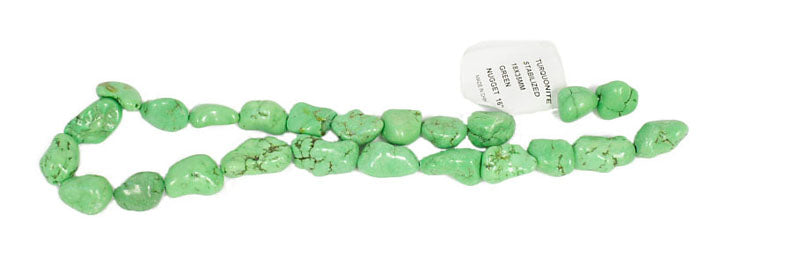 Turquonite Stabilized 15-25mm Green Nugget 16in Semi-Precious