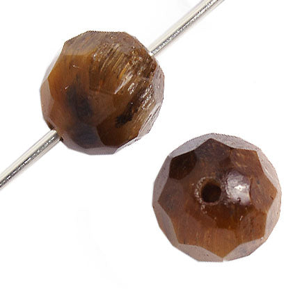 Facetted Round 16in Semi-Precious Bead Tiger Eye