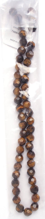 Facetted Round 16in Semi-Precious Bead Tiger Eye
