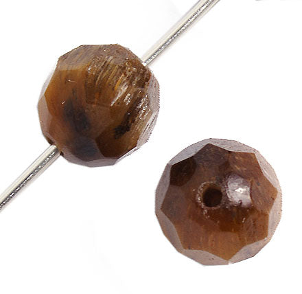 Facetted Round 16in Semi-Precious Bead Tiger Eye