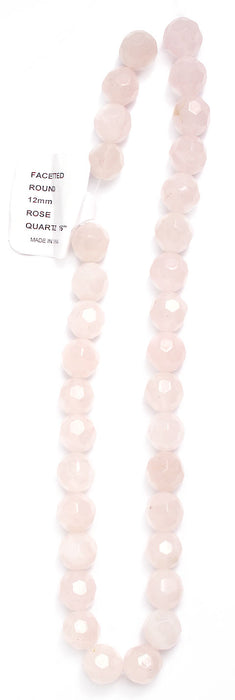 Facetted Round 16in Semi-Precious Bead Rose Quartz