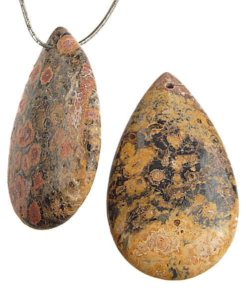 Semi-Precious Drop 18x30mm Pendant 5pc/Pk Leopard Jasper