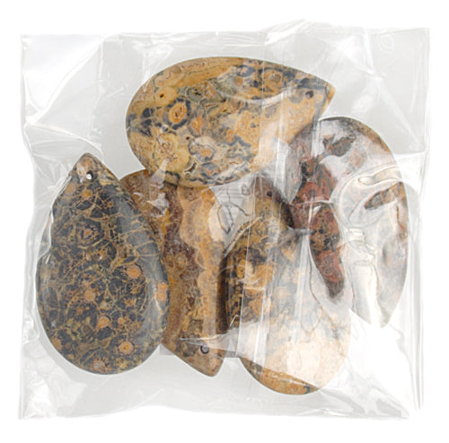 Semi-Precious Drop 18x30mm Pendant 5pc/Pk Leopard Jasper