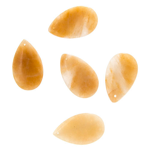 Semi-Precious Drop 18x30mm Pendant 5pc/Pk Yellow Jade