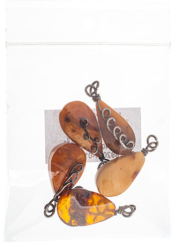 Semi-Precious Drop Pendant With Silver Wrap Amber