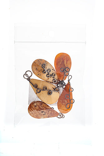 Semi-Precious Drop Pendant With Silver Wrap Amber