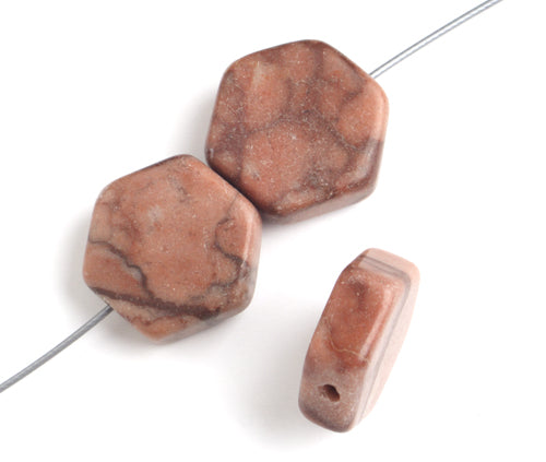 Hexagon Shape 14x5mm 2x8in Strung Brown Flake (Approx 28pcs)