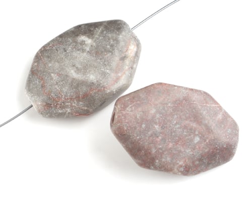 Diamond Shape 25x33mm 2x8in Strung Pink Zebra (Approx 12pcs)