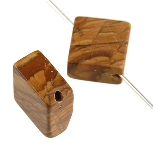 Square Edge Hole 20x8mm 2x8in Strung Picture Jasper (Approx 20)