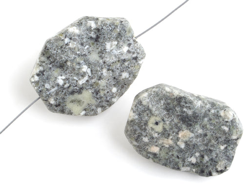 Rectangular Octagon 27-31 x 35-45mm Strung Granite Dyed Grey
