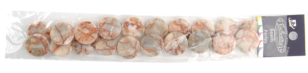 Semi-Precious Round Flat Beads 2x8" Strand  (Approx 20-28pcs) Red Zebra