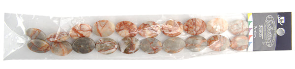 Semi-Precious Oval Shape Beads 2x8" Strand Red Zebra