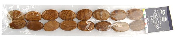 Semi-Precious Oval Shape Beads 2x8" Strand Picture Jasper