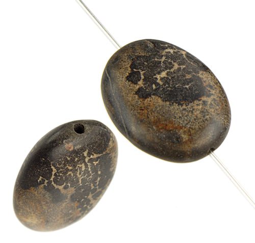 Semi-Precious Oval Shape Beads 2x8" Strand Black Picture