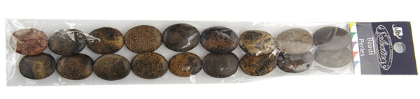 Semi-Precious Oval Shape Beads 2x8" Strand Black Picture