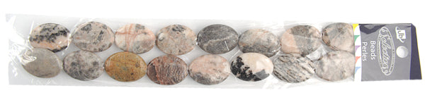 Semi-Precious Oval Shape Beads 2x8" Strand Pink Zebra