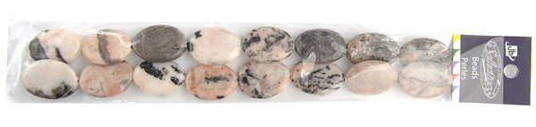 Semi-Precious Oval Shape Beads 2x8" Strand Pink Zebra