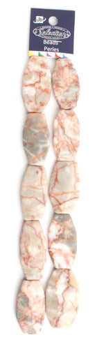 Nugget Facetted 13x21mm 2x8" Strand Red Zebra