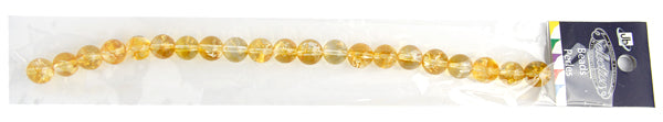 Semi-Precious Round  Beads 8in Strung Dyed Stabilized Crystal Citrine