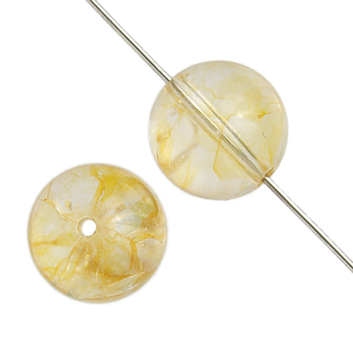 Semi-Precious Round  Beads 8in Strung Dyed Stabilized Crystal Citrine