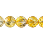 Semi-Precious Round  Beads 8in Strung Dyed Stabilized Crystal Citrine