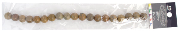 Semi-Precious Round  Beads 8in Strung Picture Jasper