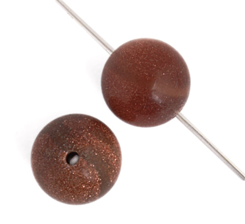 Semi-Precious Round  Beads 8in Strung Gold Sand
