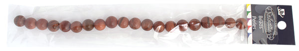 Semi-Precious Round  Beads 8in Strung Gold Sand