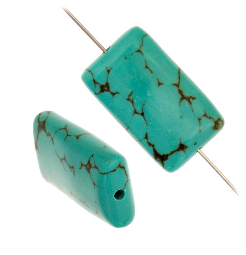 Turquoise Stablized Magnesite Flat Rectangle 21x13mm 8in Strand