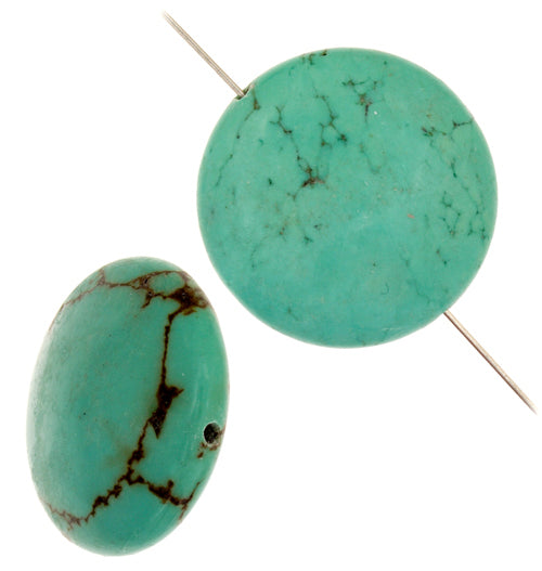 Turquoise Stabilized Magnesite Flat Round 8in Strand