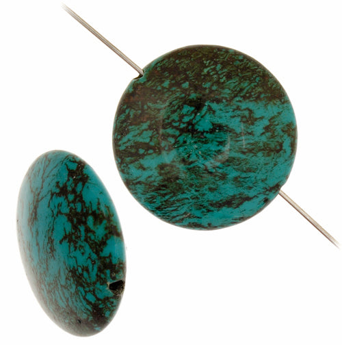 Turquoise Stabilized Magnesite Flat Round 8in Strand