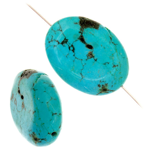 Turquoise Stablized Magnesite Flat Oval 8in Strand