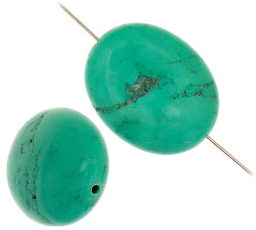 Turquoise Stablized Magnesite Flat Oval 8in Strand