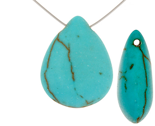Turquoise Stablized Magnesite Flat Drop 8in Strand